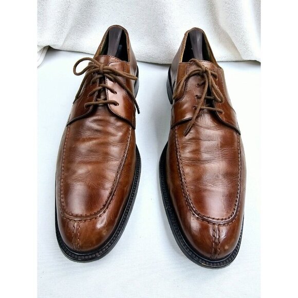 Johnston Murphy Size 11M Mens Brown Leather Low Lace Split Toe Dress Shoes Italy - Picture 3 of 13